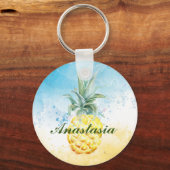 Porte-clés Cool, Extraordinaire, Ananas avec le nom (Recto)