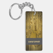 Porte-clés Cool Gold Computer Circuit Board Monogramme (Devant gauche)
