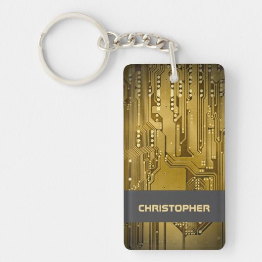 Porte-clés Cool Gold Computer Circuit Board Monogramme (Devant)