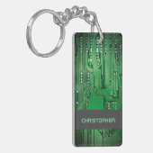 Porte-clés Cool Green Computer Circuit Board Monogramme (Devant gauche)