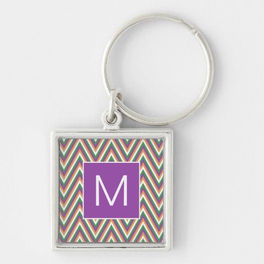 Porte-clés Cool Motif Retro Chevron Monogram (Devant)