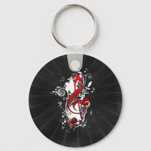 Porte-clés Cool Musique notes tourbillons pointillés fleurs é