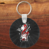 Porte-clés Cool Musique notes tourbillons pointillés fleurs é (Recto)