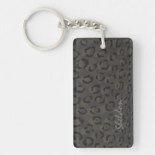 Porte-clés Cool noir gris cheetah imprimé monogramme