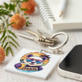 Porte-clés Cool Panda : Retro Summer & Beer Vibes (Devant Droit)