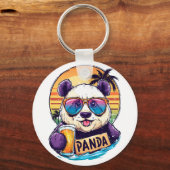 Porte-clés Cool Panda : Retro Summer & Beer Vibes (Recto)