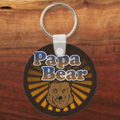 Porte-clés Cool Papa Bear, Brown/Bleu/Gold Papa Cadeau (Recto)
