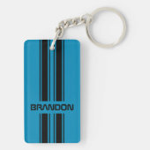 Porte-clés Cool Personnalisé Bleu Et Noir Course Auto Strips (Dos)