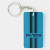 Porte-clés Cool Personnalisé Bleu Et Noir Course Auto Strips (Devant)