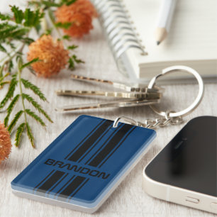 Porte-clés Cool personnalisé bleu foncé noir course automobil