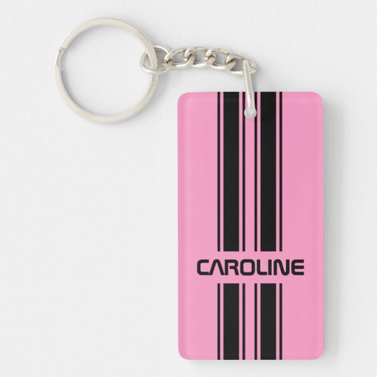 Porte-clés Cool personnalisé mignon rose noir course automobi (Devant)