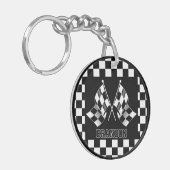 Porte-clés Cool personnalisé Motif d'indicateur noir et blanc (Devant gauche)