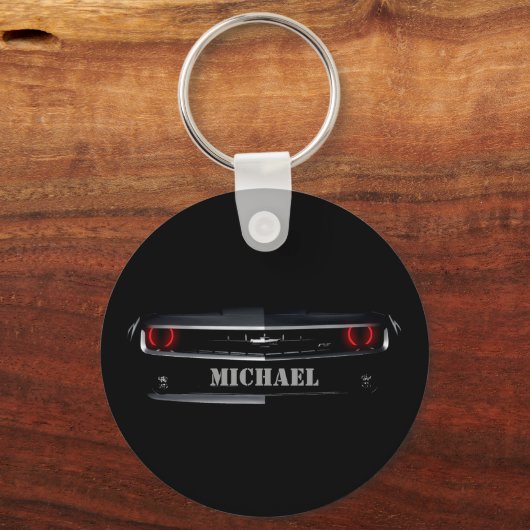 Porte-clés Cool personnalisé noir Chevy Camaro Votre nom (Recto)