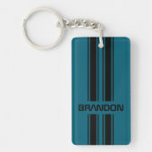 Porte-clés Cool personnalisé Turquoise bleu noir course autom (Devant)
