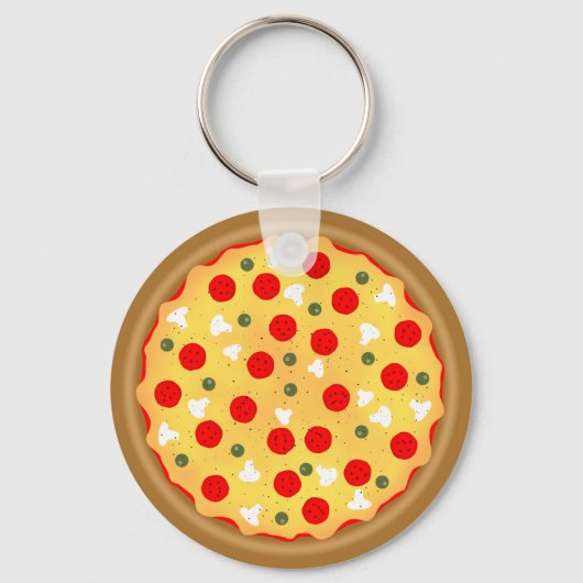 Porte-clés Cool plaisir pizza pepperoni champignon (Recto)