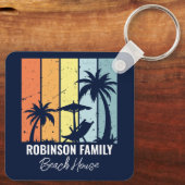 Porte-clés Cool Retro Beach House Custom Navy Blue (Verso)