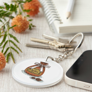 Porte-clés Cool retro image l Sac à café l Espresso l Brown