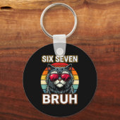 Porte-clés Cool Retro Six Seven Bruh Cat Sungles Meme 67 (Recto)