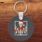 Porte-clés Cool Rocker Skeleton Santa Hat Christmas Punk Rock (Recto)