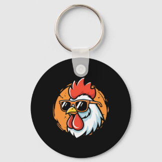 Porte-clés Cool Rooster With Shades, Chicken 