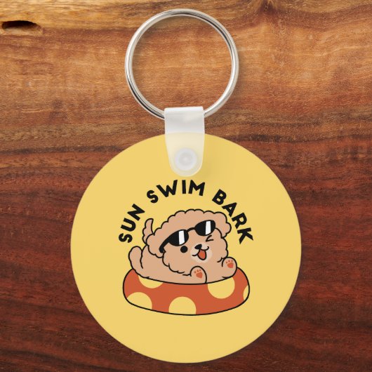 Porte-clés Cool Summer Chien Flottant - Jolie Puppy Pool Part (Verso)