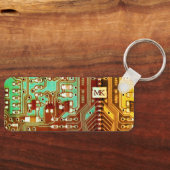 Porte-clés   Cool Teal Yellow Unique Retro Steampunk Monogram (Recto)
