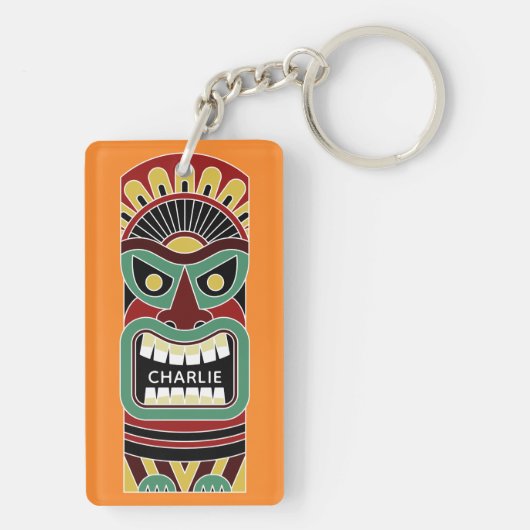 Porte-clés Cool Tiki Totems nom personnalisé porte - clé (Dos)