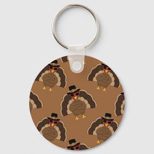 Porte-clés Cool Turquie Thanksgiving fun brown motif (Recto)