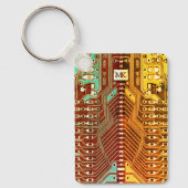 Porte-clés Cool Turquoise Jaune Unique Retro Steampunk Monogr (Recto)