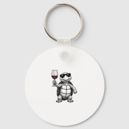 Porte-clés cool turtle drinking red wine art print_1 (1) (Recto)