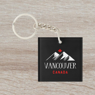 Porte-clés Cool Vancouver Canada Mountains Maple Leaf Dark