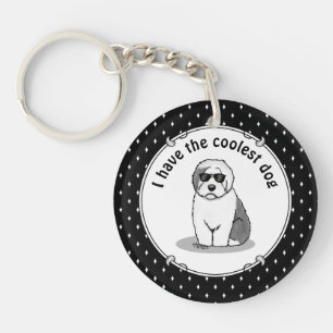 Porte-clés Cool Vieux Chien à mouton anglais (Grey 1) Mignonn