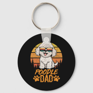 Porte-clés Cool vintage Jouet Blanc Poodle Papa Fête des père