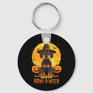 Porte-clés Coonhound noir et feu Halloween Chien Hurle O Ween