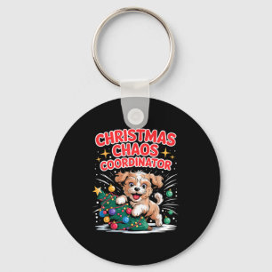 Porte-clés Coordonnateur de chaos de Noël Chien de Noël Drôle