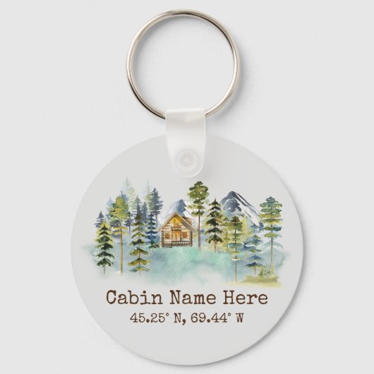 Porte-clés Coordonnées personnalisées Rustiques Cabine Pinery (Recto)