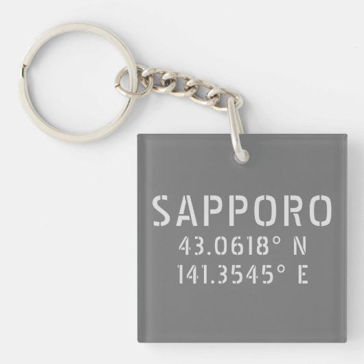 Porte-clés Coordonnées Sapporo Latitude & Longitude (Devant)