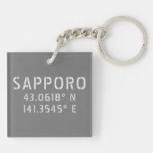 Porte-clés Coordonnées Sapporo Latitude & Longitude (Dos)