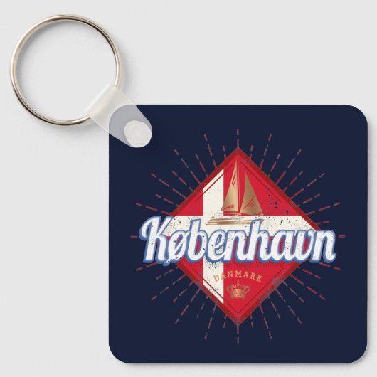 Porte-clés Copenhague capitale Danemark Retro voilier (Recto)