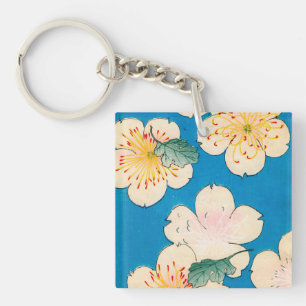 Porte-clés Copie de bois de graveur de couleur des fleurs de
