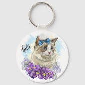 Porte-clés Copie de la main dessin drôle Chat mignon avec des (Verso)