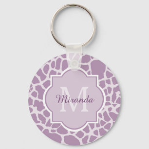 Porte-clés Copie pourpre chic de girafe avec le monogramme et