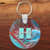 Porte-clés Copper and Teal Acrylic Flow (Recto)