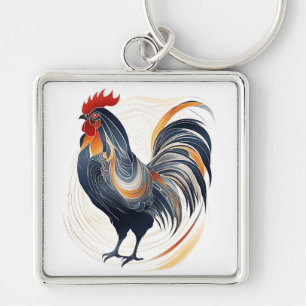 Porte-clés Coq Art Déco