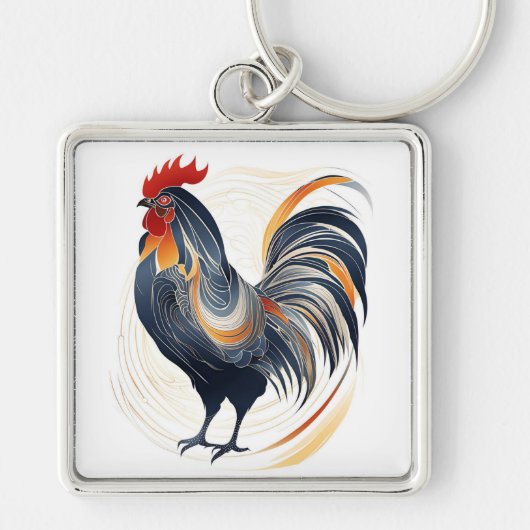 Porte-clés Coq Art Déco (Devant)