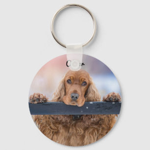 Porte-clés Coq Brown Fluffy Personnalisé Chien Espagnol