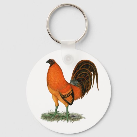 Porte-clés Coq de combat Ginger Rouge (Recto)