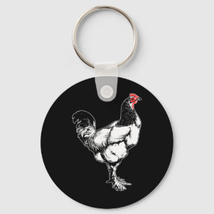Porte-clés Coq de ferme vintage design minimaliste de poulet