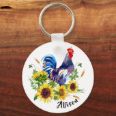 Porte-clés Coq et tournesols (Recto)
