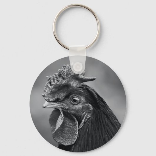 Porte-clés Coq noir et blanc (Recto)